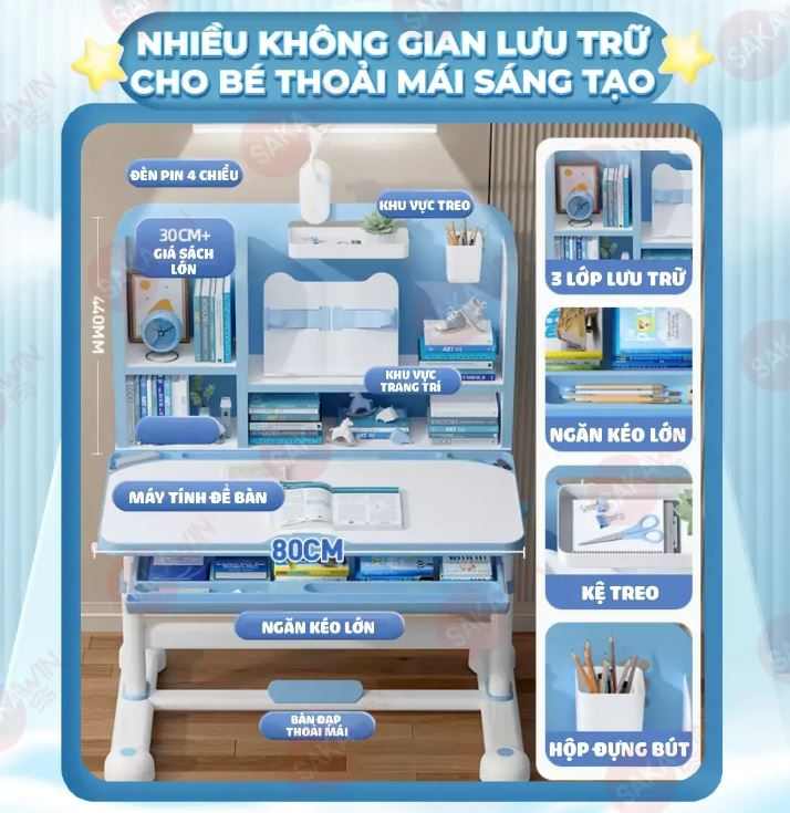 Bàn học A16 plus chồng gù, chống cận cho bé