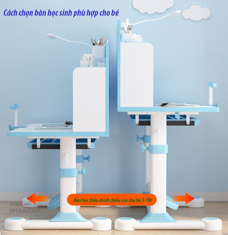 Cách chọn bàn học sinh cho bé phù hợp, bàn học chống gù, chống cận cho bé