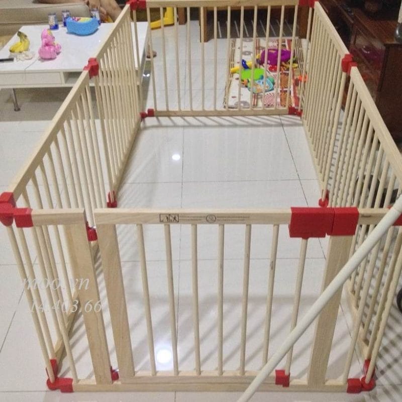 mua rào chắn cho bé ở đâu, quây cũi 3d cho bé bằng gỗ phòng khách