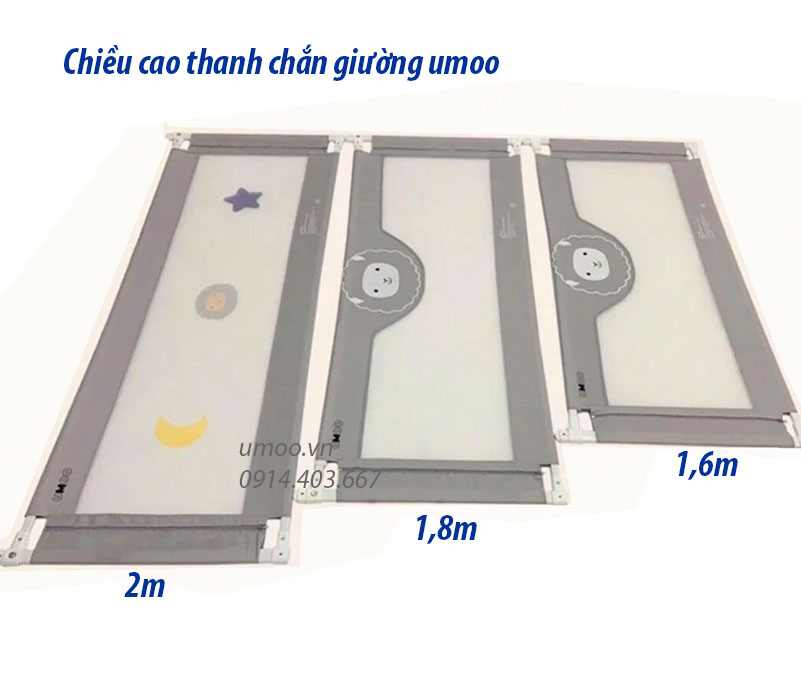 Kích thước thanh chắn giường Umoo, chiều dài (rộng)