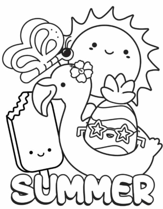 Tranh tô màu cho bé 5-6 tuổi chủ đề mùa hạ - summer