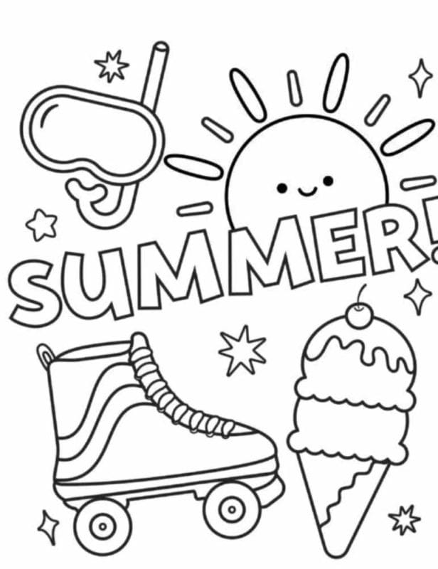 Tranh tô màu cho bé 5-6 tuổi chủ đề mùa hạ - summer