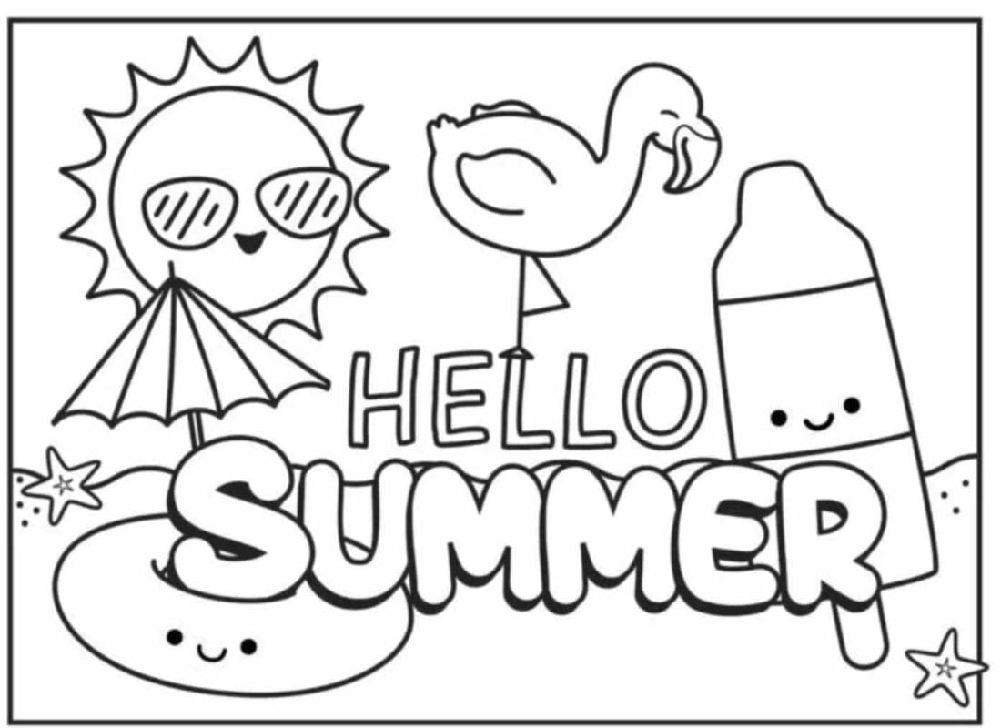 Tranh tô màu cho bé 5-6 tuổi chủ đề mùa hạ - summer
