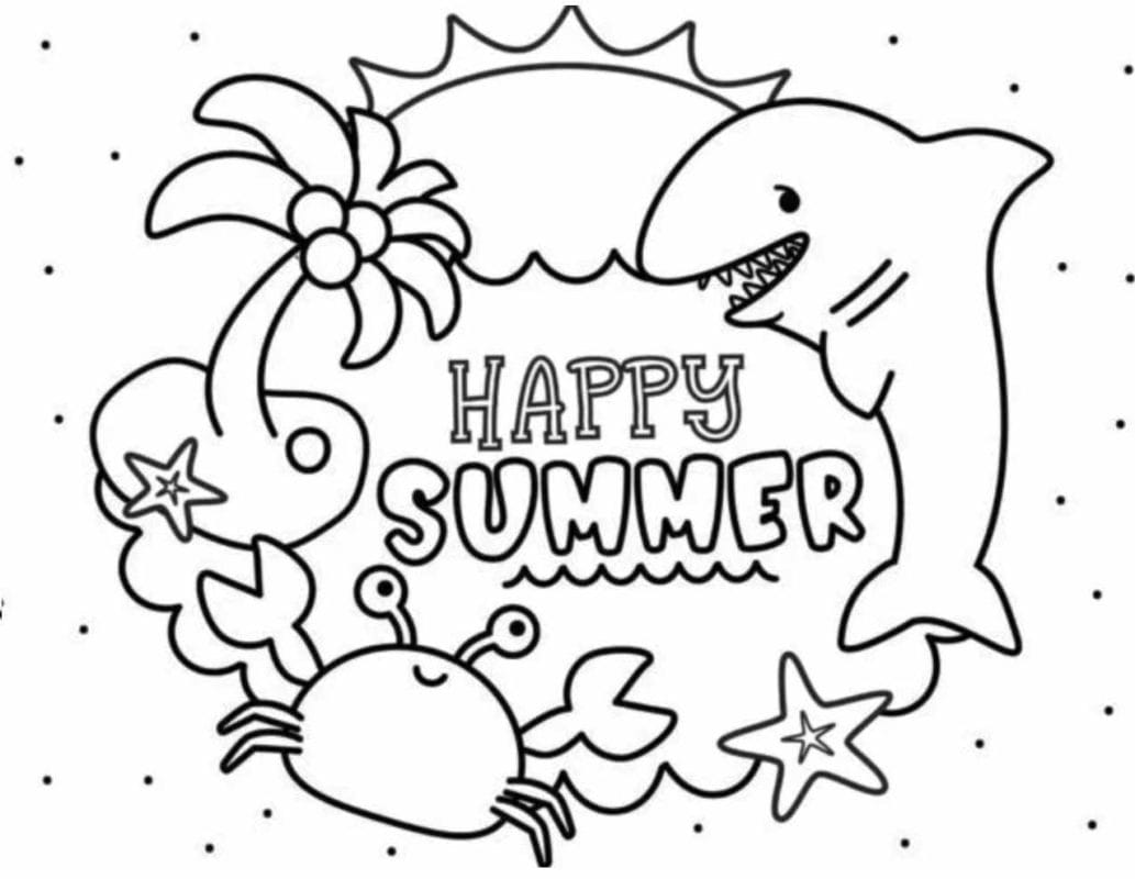 Tranh tô màu cho bé 5-6 tuổi chủ đề mùa hạ - summer