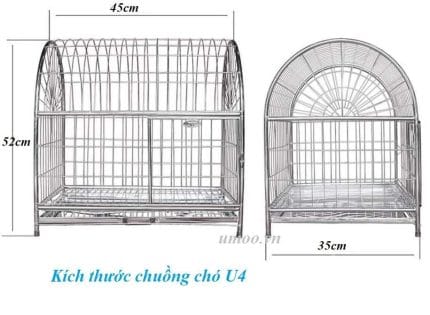 kích thước chuồng chó inox U4 cho chó nhỏ
