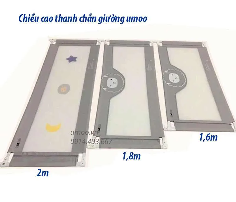 Kích thước thanh chắn giường Umoo, chiều dài (rộng)